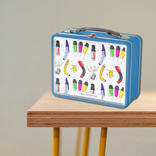 Diseño de mano corta (Cute Hand Drawn Design Metal Lunch Box)