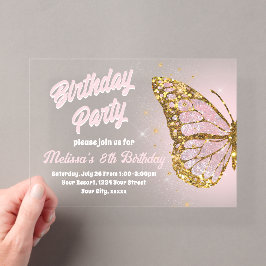 diseño de mariposa falso purpurina Invitación de c