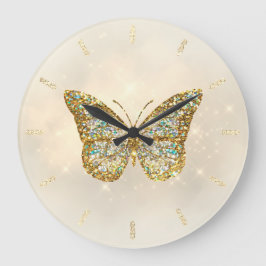 diseño de mariposa falso purpurina reloj grande