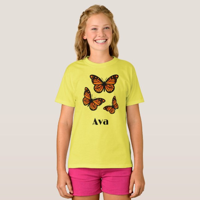 Diseño de mariposa monarca - Camiseta básica para  (Anverso completo)