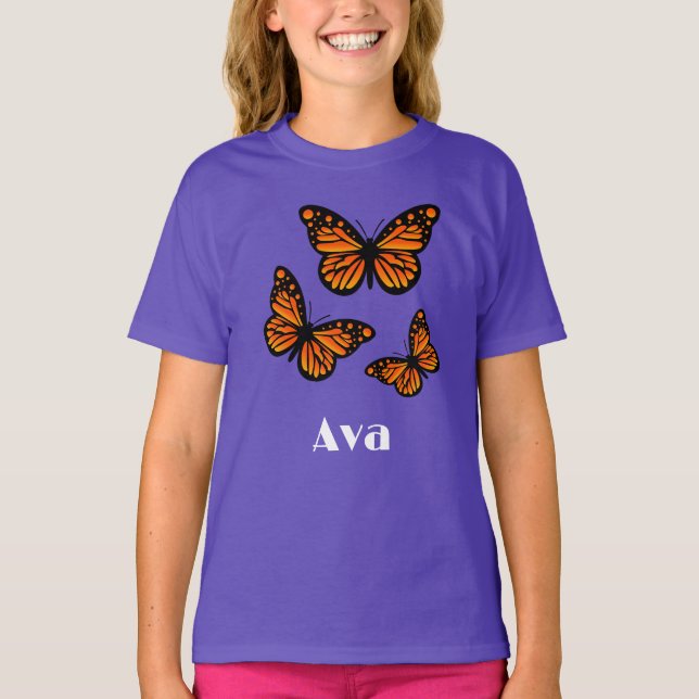 Diseño de mariposa monarca - Camiseta básica para  (Anverso)