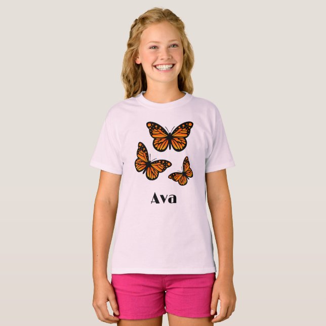 Diseño de mariposa monarca - Camiseta básica para  (Anverso completo)