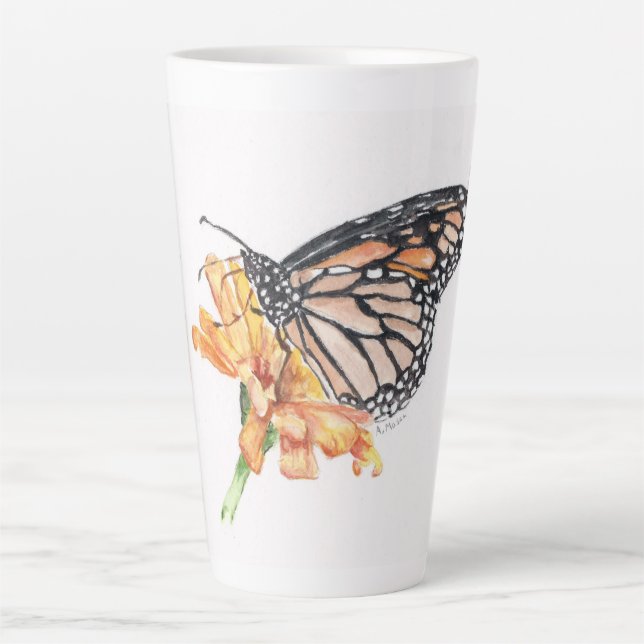Diseño de mariposa monarca en una taza de té/copa (Anverso)