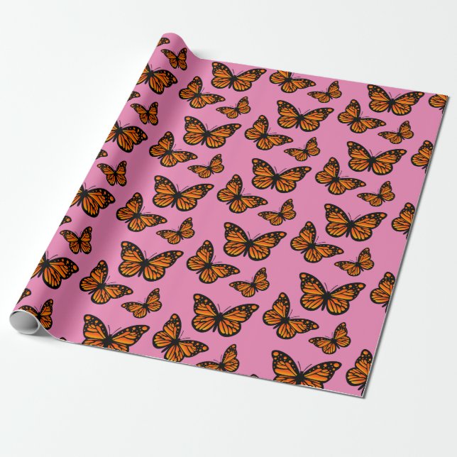 Diseño de Mariposa Monarca - Papel de Regalo Mate (Desenrollado)