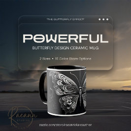 Diseño de Mariposa Poderosa Taza de Cerámica