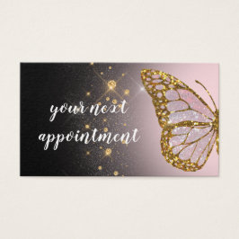 diseño de mariposa rosa en tarjeta de cita negra