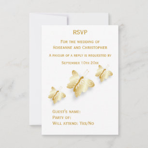 Diseño de mariposas para tarjetas RSVP de Boda Dor