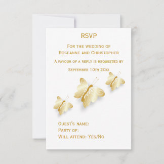 Diseño de mariposas para tarjetas RSVP de Boda Dor