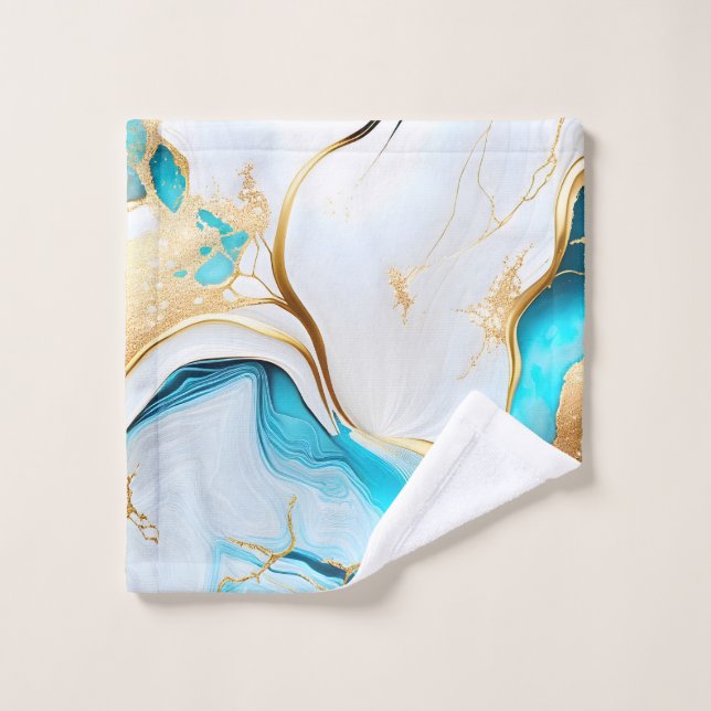 Diseño de mármol blanco de oro azul bonito (Toallita)