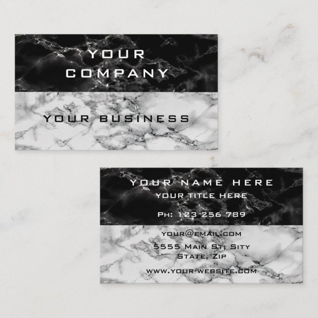 Diseño de mármol de tarjetas de visita Personaliza (Anverso / Reverso)