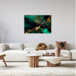 Diseño de mármol verde y oro Arte mural Metalizado