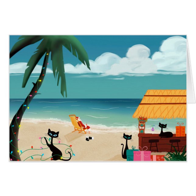 Diseño de mediados del siglo: gatitos y Santa (Anverso (Horizontal))