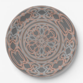 diseño de melocotón y gris Plato de papel