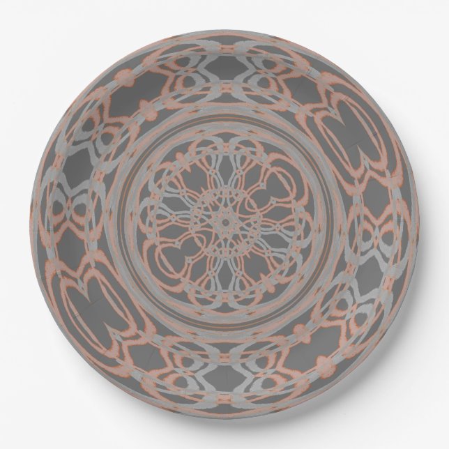 diseño de melocotón y gris Plato de papel (Anverso)