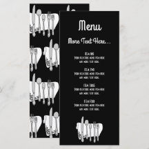 Diseño de Menú de Cubiertos en Blanco y Negro 4x9