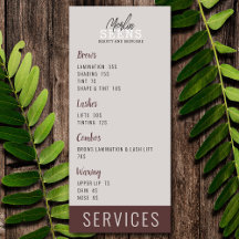 Diseño de menú de tratamiento de salón de belleza
