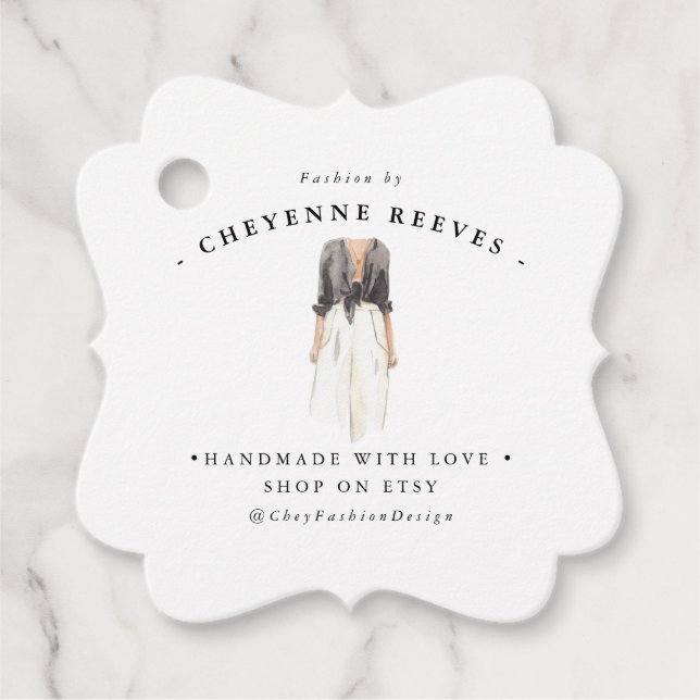 Diseño de moda acuarela | Etiqueta de colga comerc (Anverso)