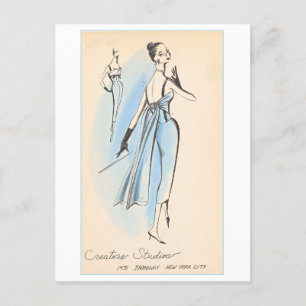 Diseño de moda vintage para la postal de traje noc