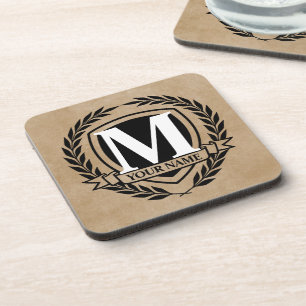 Diseño de Monograma de Laurel para Posavasos de Be