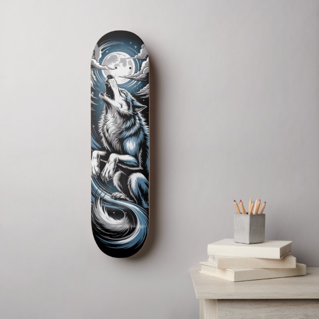 diseño de monopatín Bleu Wolf (Arte de la pared)