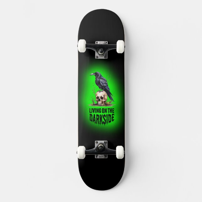 Diseño de monopatín con cráneo de cuervo Darkside (Anverso)