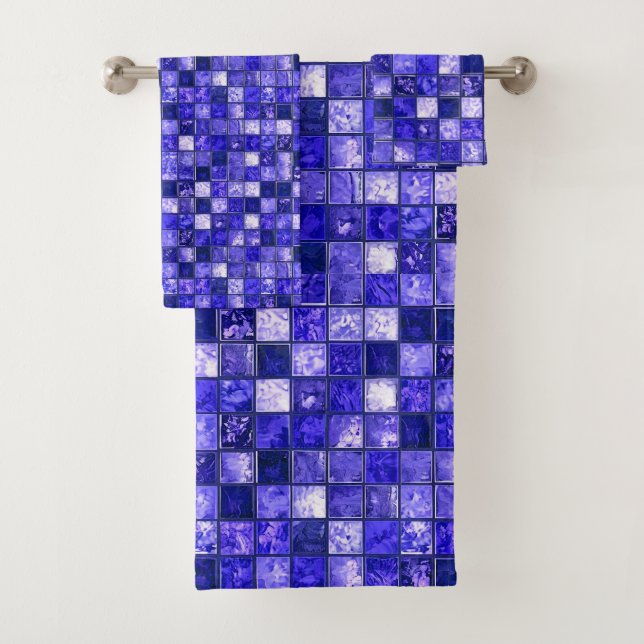 Diseño de mosaico azul abstracto con texturas bril (In situ)