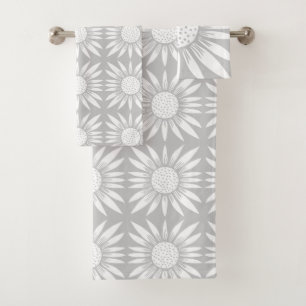 Diseño de mosaico blanco y gris del girasol