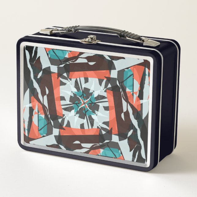 Diseño de mosaicos giratorios en Naranja, negro y  (Anverso)