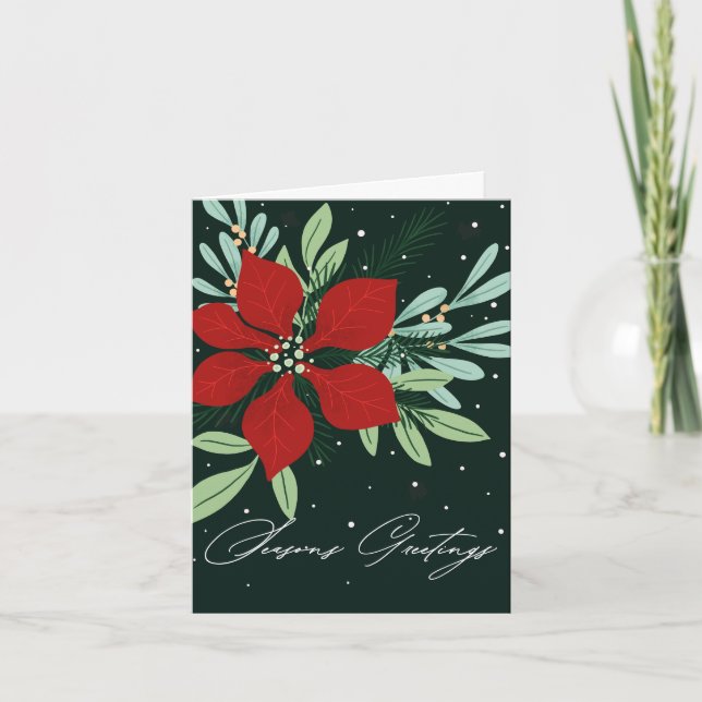 Diseño de Navidad Flor de Nochebuena Saludos de Te (Anverso)