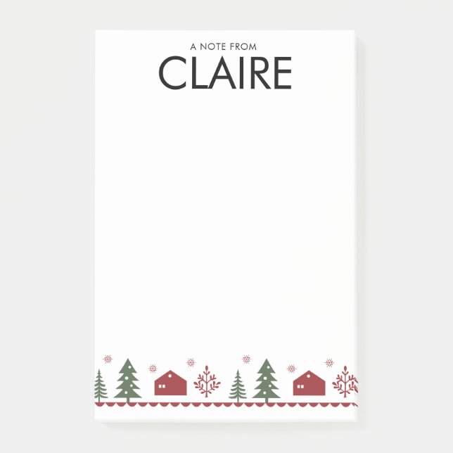 Diseño de Navidad Simple Nota Adhesiva Personaliza (Anverso)