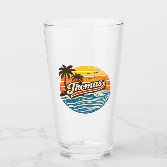 Diseño de nombre Thomas Retro Sunset (Anverso)