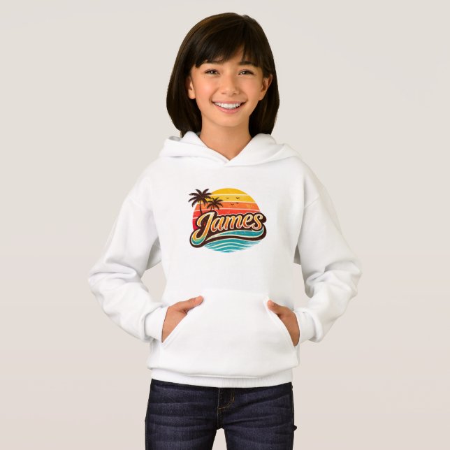 Diseño de nombre tropical de puesta de sol retro d (Anverso completo)