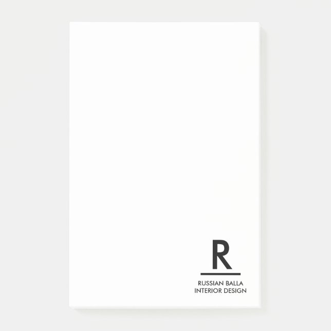 Diseño de nota de monograma blanco negro moderno (Anverso)