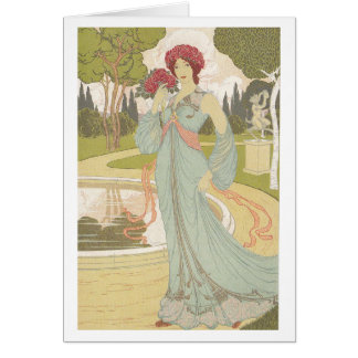 Diseño de Nouveau del arte - chica con los rosas