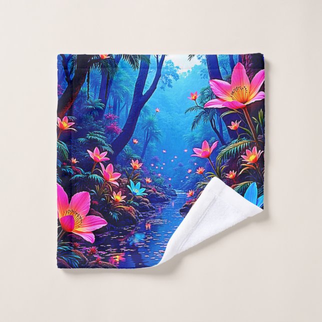 Diseño de oasis de jungla etérea brillante (Toallita)