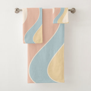 Diseño de olas Groovy de estilo retro en tonos pas