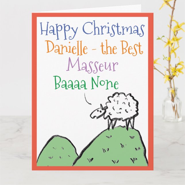 Diseño de ovejas Navidades felices a una tarjeta M (flor amarilla)