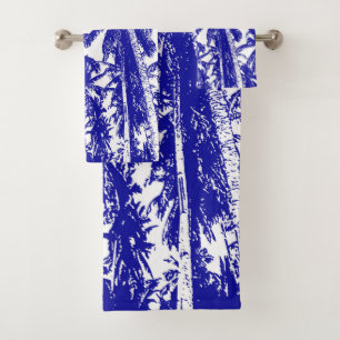 Diseño de Palmeras Tropicales. Azul y blanco.