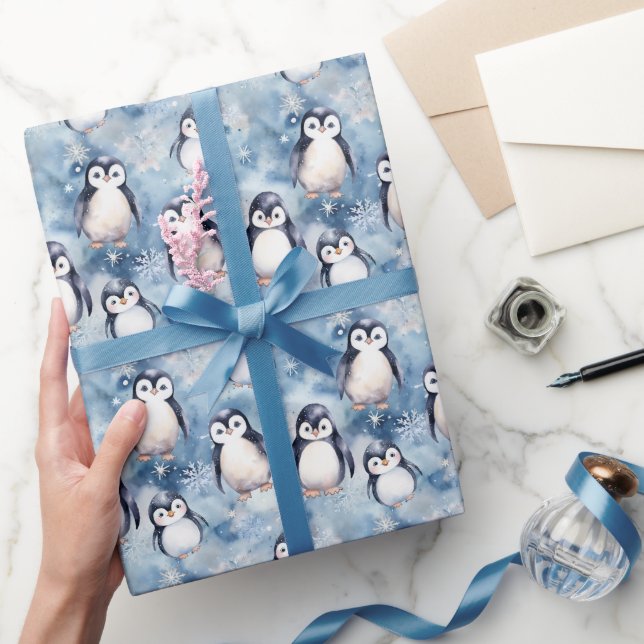 Diseño de papel de envolvimiento de pingüino de in (Regalar)
