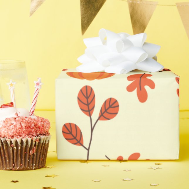 Diseño de papel de envolvimiento sin foco de hoja  (Fiesta de cumpleaños )