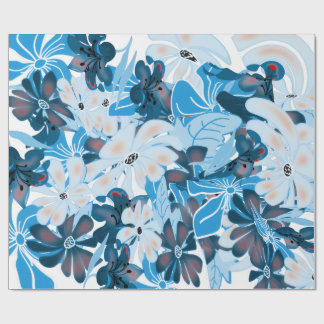 Diseño de papel de regalo floral azul fresco