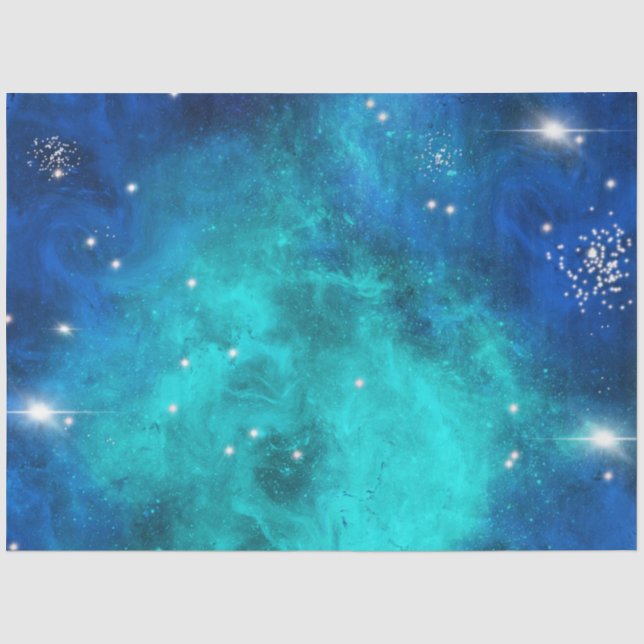 Diseño de papel de seda Serie Galaxia Azul 2 (Anverso)