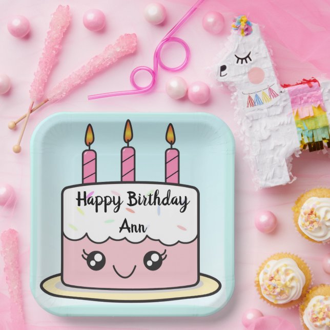 Diseño de pastel de cumpleaños Plato de papel de f (Fiesta)