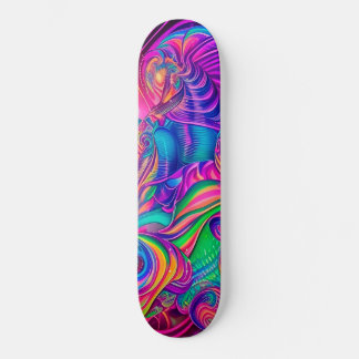 Diseño de patineta trippy con estilo psicodélico