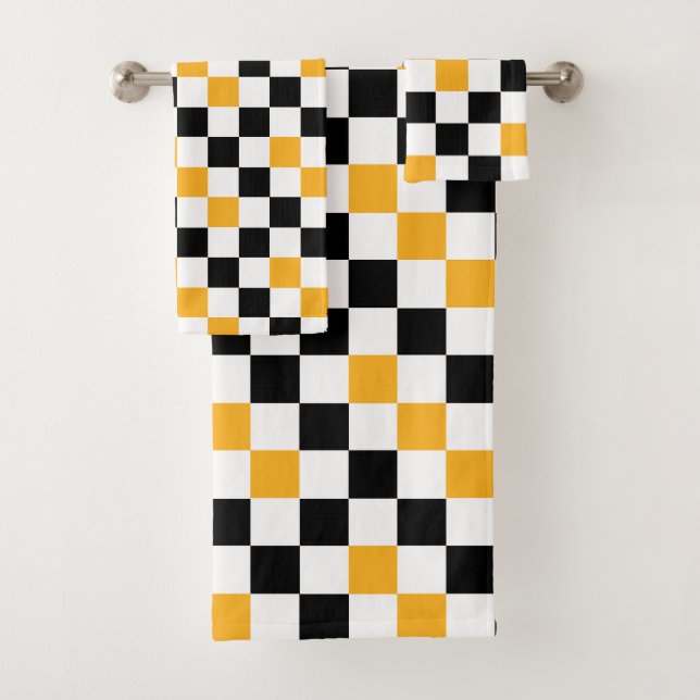 Diseño de patrón a cuadros amarillo negro blanco (In situ)