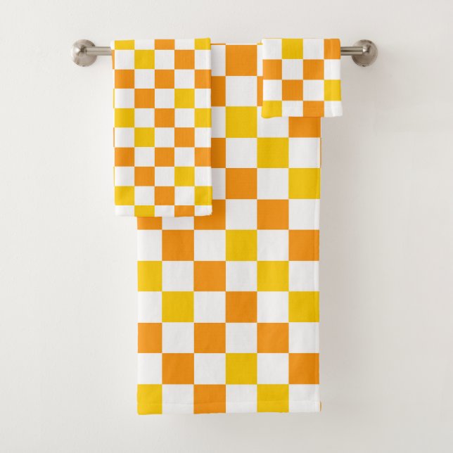 Diseño de patrón a cuadros naranja blanco y amaril (In situ)