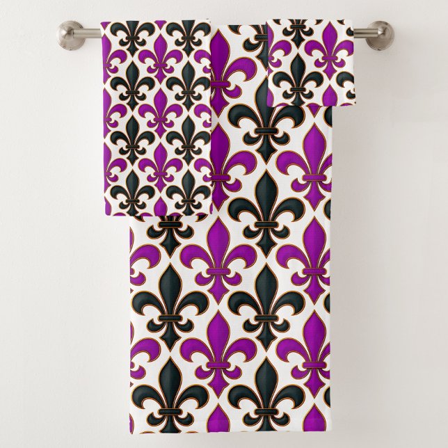 Diseño de patrón barroco de flor de lis negro púrp (Subido por el creador)