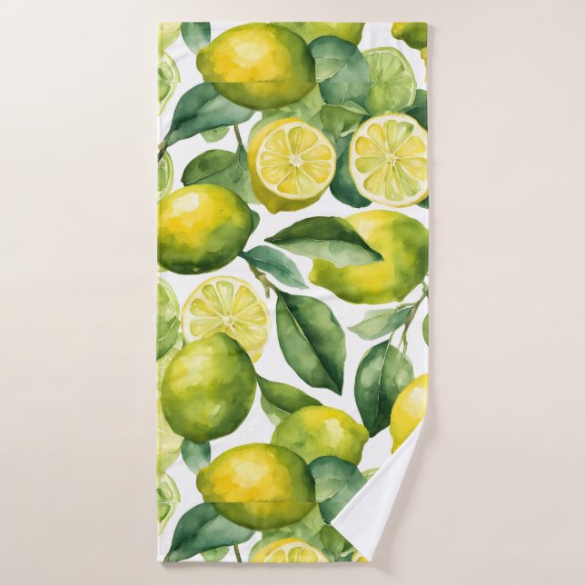 Diseño de patrón de acuarela de limones (Toalla de baño)