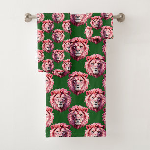 Diseño de patrón de animal cabeza de león rosa ver