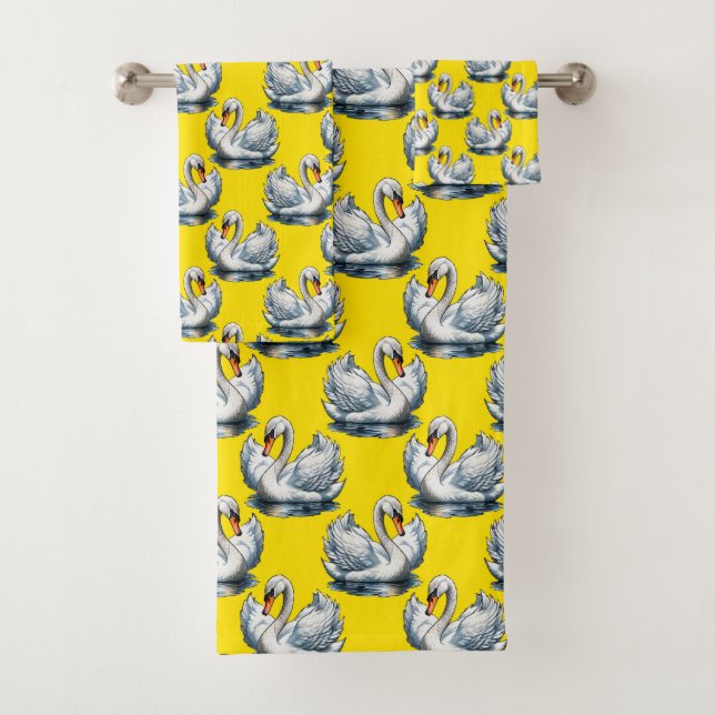 Diseño de patrón de aves cisnes sobre amarillo (In situ)